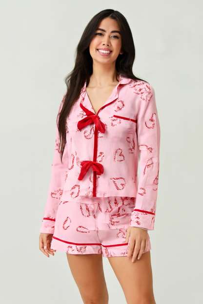 Chic Bow Stripe Loungewear Set™