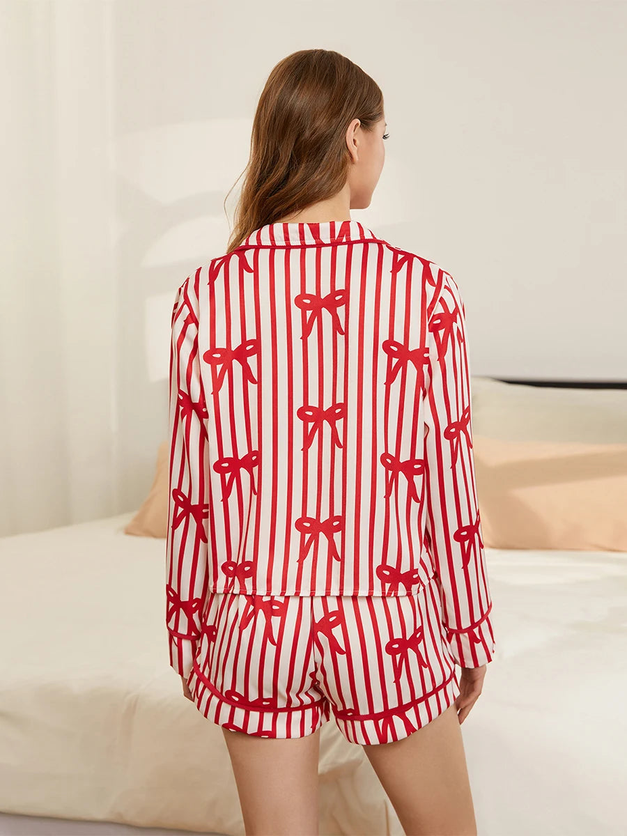 Chic Bow Stripe Loungewear Set™