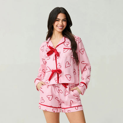 Chic Bow Stripe Loungewear Set™